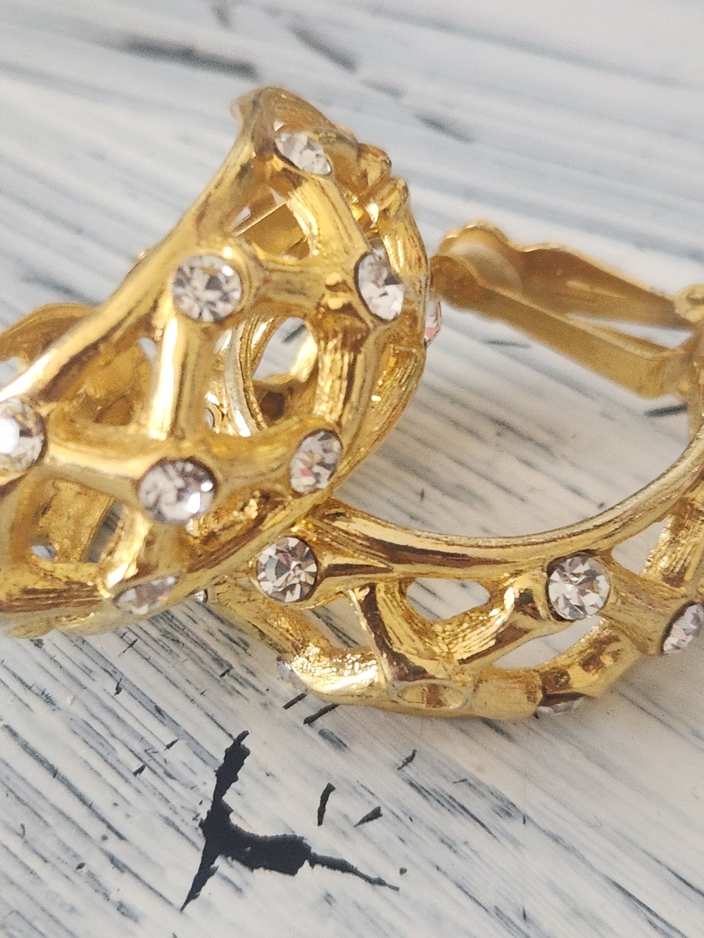 Norma Jean Vintage Gold-Tone Rhinestone Accent Hoop Earrings - Women Jewelry